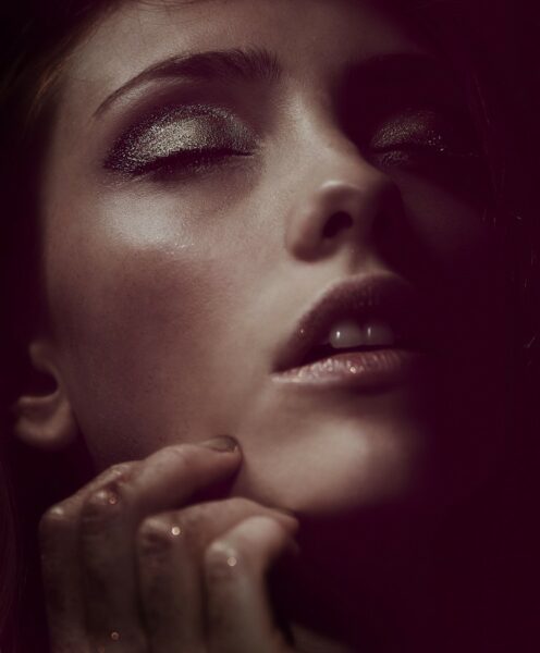 Glitter makeup beauty photoshoot. Photography by Barnaby Newton. Makeup and hair by Veronica Peters